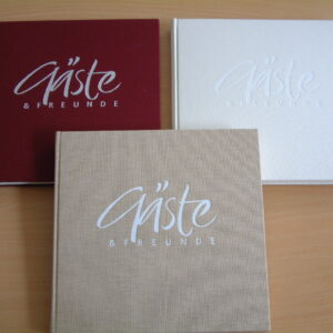 Gastenboek in 3 kleuren "Gaste & Freunde", 24*24cm, 100pag
