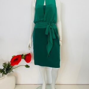 Groene chiffon cocktailjurk (maat 38)